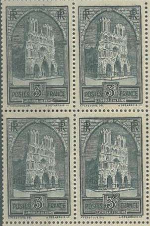 N°259 Type VI Cathédrale de Reims - Bloc de 4 coin