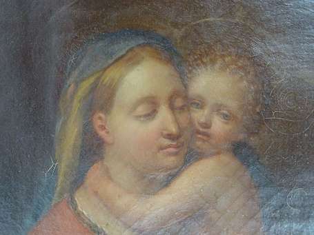 ECOLE début XIXe - Vierge à l'enfant. Huile sur 