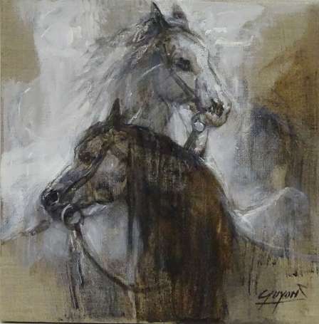 GUYON Michel (1947-) - Chevaux. Huile sur toile, 