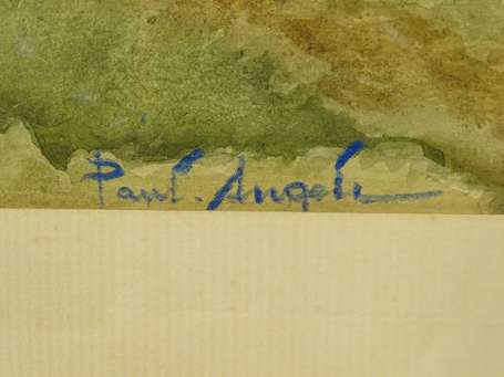 ANGELI Paul (XXe) - Paysage de bord de rivière. 