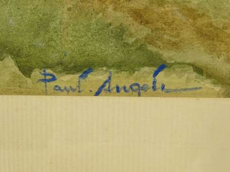 ANGELI Paul (XXe) - Paysage de bord de rivière. 
