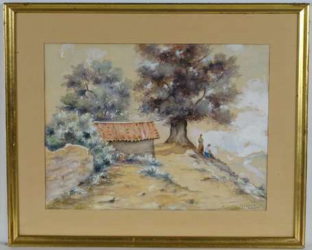 ANGELI Paul (XXe) - Tarabent, Kabylie. Aquarelle, 