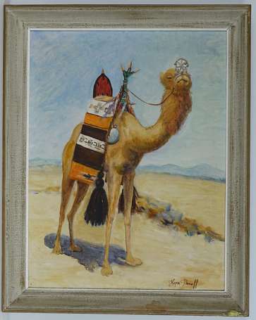 PANOFF Kyra (XXe) - Le chameau. Huile sur toile, 