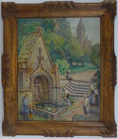 SIMON Emile (1890-1976) - Prière à la fontaine. 