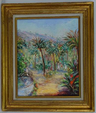 ICARD-VERNET Louise (XXe) - Palmeraie. Huile sur 