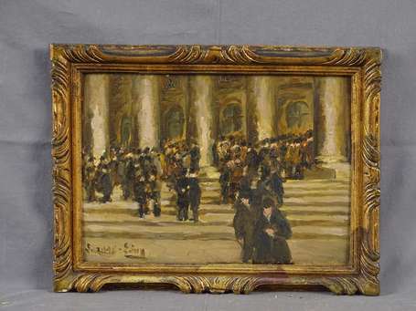 LAZARE-LEVY 1867-1933 La Sortie de la Bourse Huile