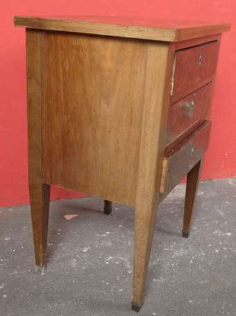 Commode chiffonnière en placage d'acajou 3 tiroirs