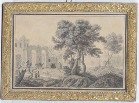 Ecole Française XVIIIème Siècle Paysage aux ruines