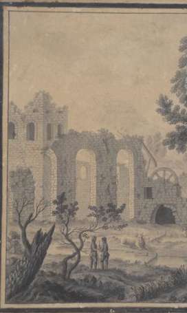 Ecole Française XVIIIème Siècle Paysage aux ruines