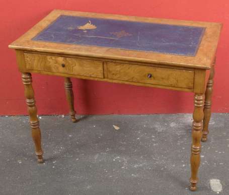 Table bureau en orme, elle ouvre à deux tiroirs en