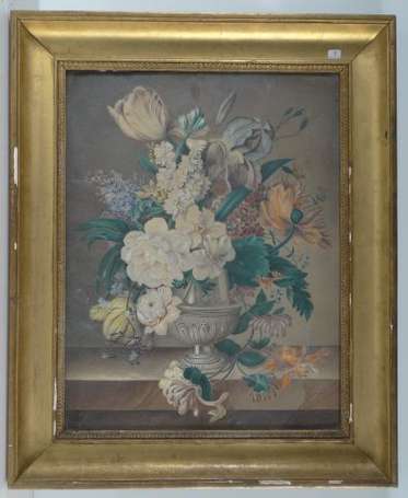 Ecole XIXème Siècle Vase de fleurs sur un 