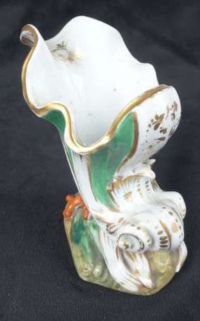 Paris Margaine XIXè - Vase rhyton rocaille en 