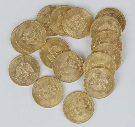 16 Pièces 50 Pesos or soit : 2 - 1943 / 2 - 1946 /