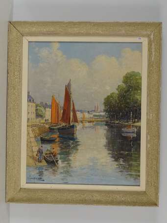 GAUFFRIAUD Emile 1877-1957 Quimper, les quais de 