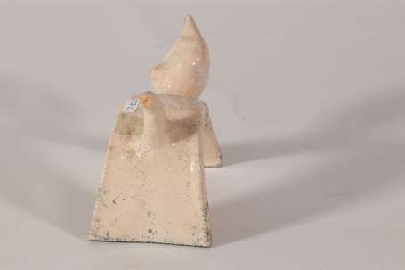 ECOLE MODERNE - Chat. Sujet en raku émaillé crème.