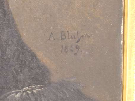 BLUHM A. (XIXè siècle) - Buste de femme. Huile sur