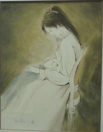 CHAROY Bernard (1931) - Maternité. Lithographie en