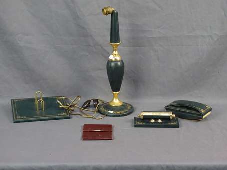 Garniture de bureau cuir vert Le Tanneur (accs.)