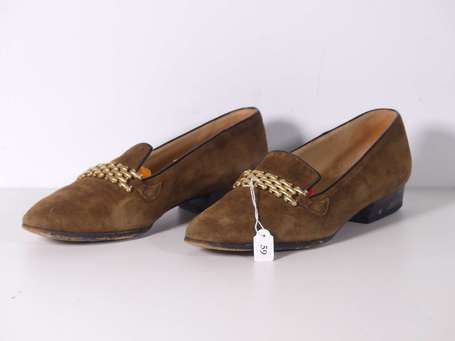 MANFIELD - Paire de slippers en veau velours 