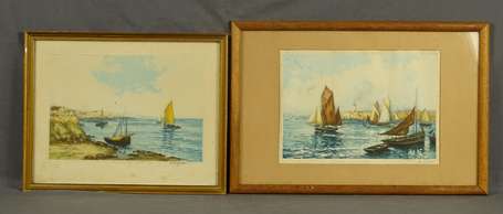 LAFITTE Alphonse (1863-?) - Voiliers dans la baie 