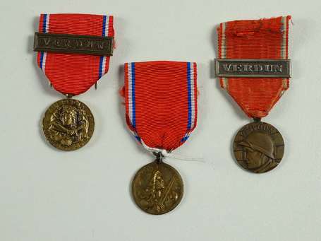 Mil - Médailles de Verdun, 3 modèles differents 