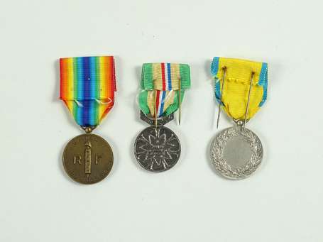 Mil - Lot de 3 médailles, reconnaissance à ses 