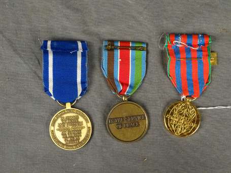 Mil - Lot de 3 médailles ONU, commémorative 