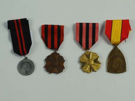 Lot de 4 médailles belges, bel état