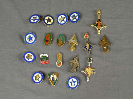 Lot de 19 insignes de la Légion Etrangère, 