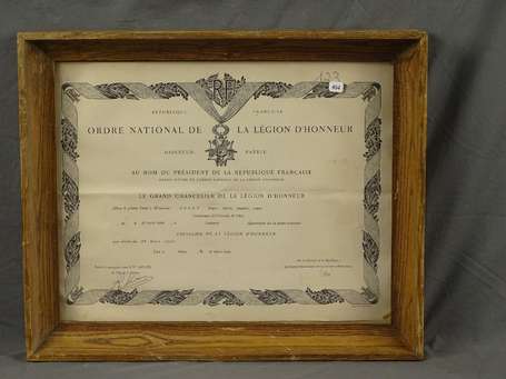 Encadrement d'un diplôme de l'ordre de la légion 