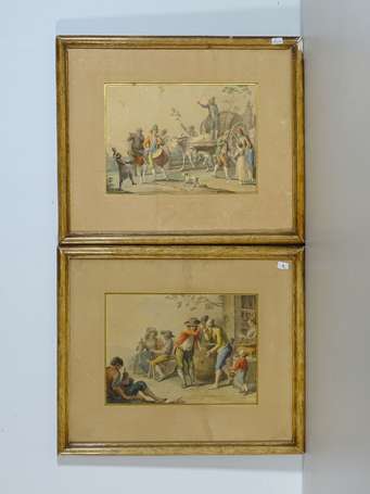 Ecole XIXe - Scène italiennes. Deux lithographies 