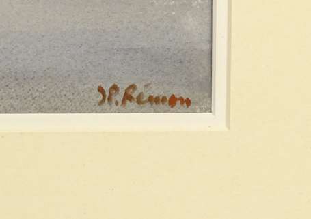 REMON JP (1928) - Santorin. Aquarelle, signée en 