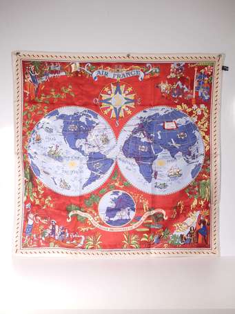 AIR France - Foulard Mappemonde en soie d'après 