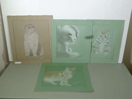 MAZOYHIE Colette (1926-2013) Portraits de chats 4 