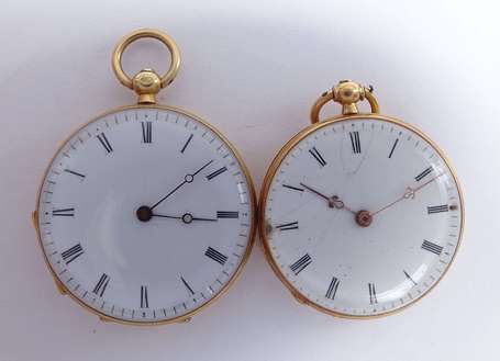 Deux montres de col en or jaune 18K (750°/00), le 