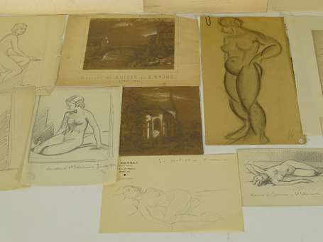 7 Dessins dont : FISCHER Per (1877-1974) Navire 