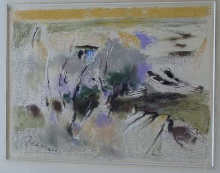 DEMAN Albert (1929-1996) Bord de mer. Pastel, 