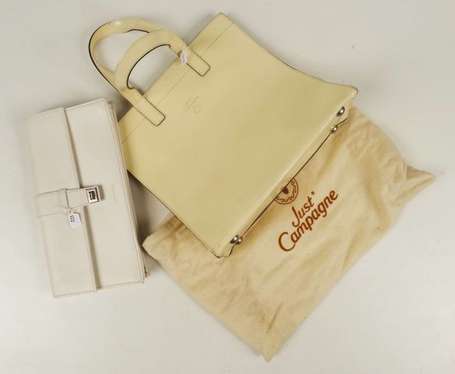 JUST CAMPAGNE - Sac cabas en cuir vernis blanc 