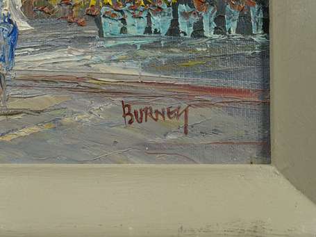 BURNET XXe - Scène urbaine. Huile sur toile, 