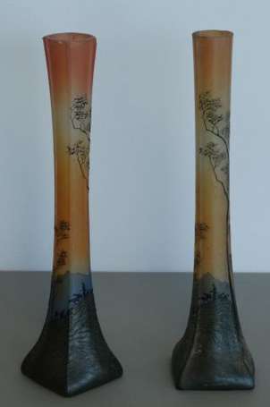 Legras Paire de Vases soliflore en verre 