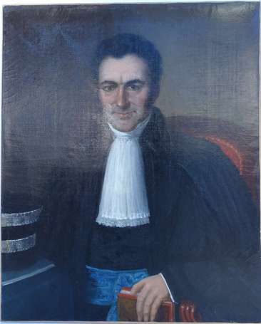 ECOLE XIXe - Portrait de magistrat. Huile sur 