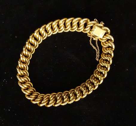 Bracelet maille américaine ciselée en or jaune 18K