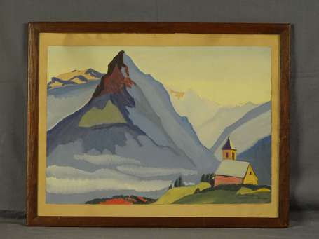 COLUCCI Gio (1892-1974) - Paysage alpin. Gouache 