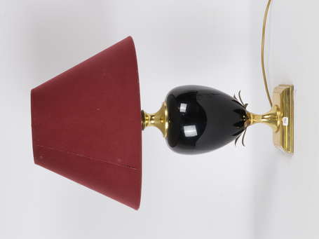 Lampe à poser à fût ovoïde laqué noir. H. 38 cm 