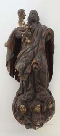 Vierge à l'enfant Sujet en bois sculpté 