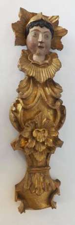 Pilastre d'applique en bois sculpté doré 