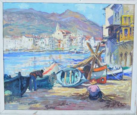 Pontoy Henri Jean 1888-1968 Port de Cadaques Huile