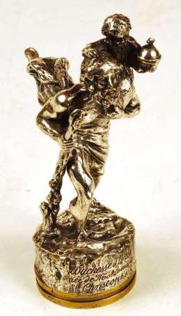 Mascotte Saint Christophe en bronze argenté, elle 