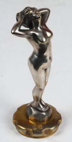 Mascotte Le Delire en bronze argenté, d'après A 