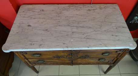 Commode en bois teinté ouvrant à deux tiroirs à 